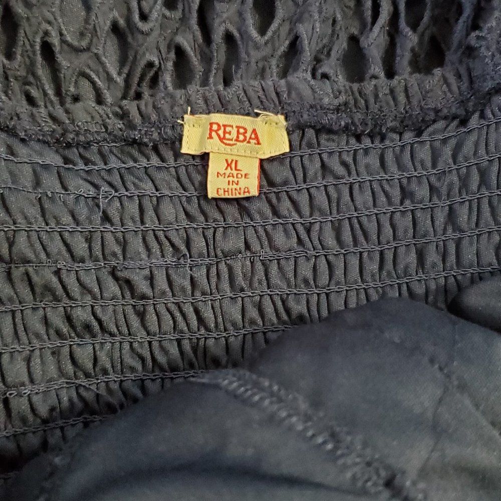 Reba Fully Lined Eyelet Sleeveless Maxi Dress in Navy Blue - Picture 3 of 8